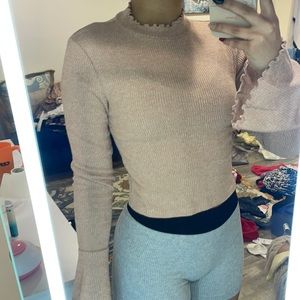 Pink Forever 21 Flare Arm Tight Shirt Size Medium